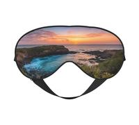 Sunrise Over Hanauma Bay Oahu Hawaii Print Sleep Mask Silk Eye Cover Soft Satin Blindfold Elastic Strap Night Eyeshade Travel Nap for Women Men