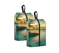 Sunrise Over Hanauma Bay Oahu Hawaii Print Trainer Bag Portable Boot Bag with Zipper Closure Storage Pouch for Travel Home-2pcs