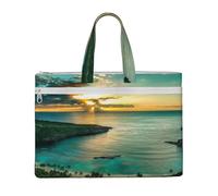 Sunrise Over Hanauma Bay Oahu Hawaii Printed Document Bag Teacher Canvas File Tote Bag Pouch for Work, Casual Handbag for Office School Travel Beach