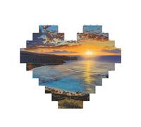 Sunrise Over Hanauma Bay Oahu Hawaii Printed Jigsaw Puzzle 10.8x12.8 CM, Heart-Shaped Puzzle Challenging Game for Adults Gifts, Family Fun Decorative Wall Decor