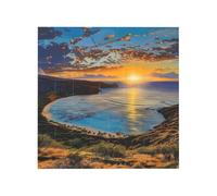 Sunrise Over Hanauma Bay Oahu Hawaii Printed Square Jigsaw Puzzle 16x16 CM, Puzzle Challenging Game for Adults Gifts, Family Fun Decorative Wall Decor