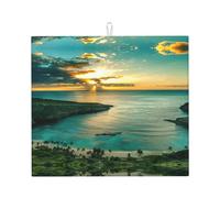 Sunrise Over Hanauma Bay Oahu Hawaii Printing Kitchen Drying Mat,Absorbent Non Slip Mat for Countertops for Tables,Fits Dishware Knives Cup