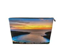 Sunrise Over Hanauma Bay Oahu Hawaii Prints PVC Leather Travel Toiletry Bag with Silver Zippers, Waterproof Cosmetic Organiser for Makeup, Toiletries & Essentials