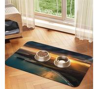 Sunrise Over Hawaii Dog Food Mats for Floors, 16x24 Inch Non-Slip Super Absorbent Pet Food Mat, Dishwasher Dog Mat for Food and Water, Cute Rubber Quick Dry Pet Feeding Mat for Dogs Puppy Cats
