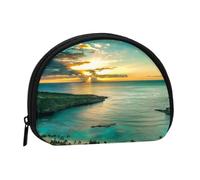 Sunrise Over Hawaii Print Portable Mini Storage Bag Shell Shaped Wallet Small Coin Wallet Shell Storage Bag