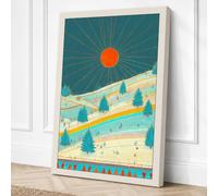 Sunrise Over Layered Land Canvas Wall Art Print 24x16 Inch
