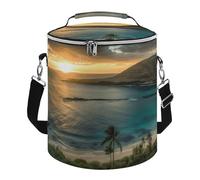 Sunrise Over Oahu Hawaii Lunch Bag, 15L Portable Leakproof Picnic Basket with Shoulder Strap, Insulated Picnic Cooler Bag for Camping, Beach, Hiking & Groceries