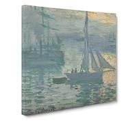 Sunrise Over The Boats by Claude Monet Canvas Print | Gallery Wrapped 30mm Frame Wall Art | 20x20 inches | Ready to Hang | Modern Landscape Picture | Living Room Bedroom Lounge Office