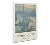 Sunrise Over The Boats By Claude Monet Canvas Print | Gallery Wrapped 30mm Frame Wall Art | 24x16 inches | Ready to Hang | Impressionist Landscape Picture | Living Room Bedroom Lounge Office