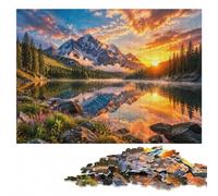 Sunrise over The Crystal Lake Jigsaw Puzzle for Adults | A hands-on home pastime: easier piece organisation in spare time.