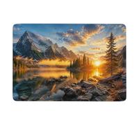 Sunrise over The Crystal Lake Printed Rug 150 X 100 Cm, Soft for Bedroom | Practical housewarming gift: non slip area rug with soft underfoot feel; for guest room and reading corner