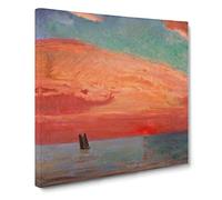 Sunrise over the Eastern Sea by Fujishima Takeji Canvas Print | Gallery Wrapped 30mm Frame Wall Art | 14x14 inches | Ready to Hang | Asian Seascape Picture | Living Room Bedroom Lounge Office