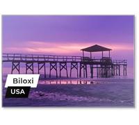 Sunrise Over The Gulf of Mexico with Pier in Biloxi, MS, Fridge Magnet