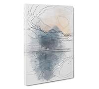 Sunrise Over the Mountains Abstract Sketch Canvas Print | Gallery Wrapped 30mm Frame Wall Art | 30x20 inches | Ready to Hang | Abstract Landscape Picture | Living Room Bedroom Lounge Office