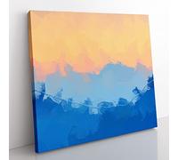 Sunrise Over the Mountains in Abstract Modern Canvas Wall Art Print Ready to Hang, Framed Picture for Living Room Bedroom Home Office Décor, 50x50 cm (20x20 Inch)
