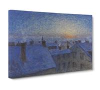 Sunrise Over The Rooftops By Eugene Jansson Canvas Print | Gallery Wrapped 30mm Frame Wall Art | 24x16 inches | Ready to Hang | Classic Landscape Picture | Living Room Bedroom Lounge Office
