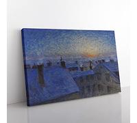 Sunrise Over The Rooftops By Eugene Jansson Classic Painting Canvas Wall Art Print Ready to Hang, Framed Picture for Living Room Bedroom Home Office Décor, 76x50 cm (30x20 Inch)