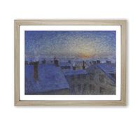 Sunrise Over The Rooftops By Eugene Jansson Classic Painting Framed Print | A2 Oak Framed Wall Art | Ready to Hang | Classic Landscape Picture | Living Room Bedroom Lounge Office