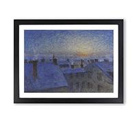 Sunrise Over The Rooftops By Eugene Jansson Classic Painting Framed Print | A3 Black Framed Wall Art | Ready to Hang | Classic Landscape Picture | Living Room Bedroom Lounge Office