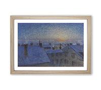 Sunrise Over The Rooftops by Eugene Jansson Framed Print | A2 Oak Framed Wall Art | Ready to Hang | Modern Landscape Picture | Living Room Bedroom Lounge Office