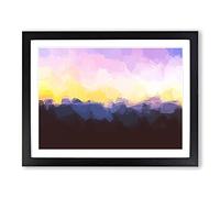 Sunrise Over The World In Abstract Modern Art Framed Print | A4 Black Framed Wall Art | Ready to Hang | Abstract Map Picture | Living Room Bedroom Lounge Office