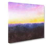 Sunrise Over the World Painting Modern Canvas Wall Art Print Ready to Hang, Framed Picture for Living Room Bedroom Home Office Décor, 14x14 Inch (35x35 cm)