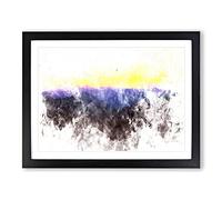 Sunrise Over The World Watercolour Modern Framed Print | A4 Black Framed Wall Art | Ready to Hang | Modern Map Picture | Living Room Bedroom Lounge Office