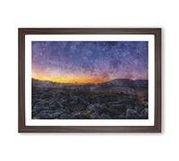 Sunrise Over The Yorkshire Dales Painting Framed Print | A2 Walnut Framed Wall Art | Ready to Hang | Modern Landscape Picture | Living Room Bedroom Lounge Office