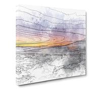 Sunrise Over the Yorkshire Dales Sketch Canvas Print | Gallery Wrapped 30mm Frame Wall Art | 14x14 inches | Ready to Hang | Modern Landscape Picture | Living Room Bedroom Lounge Office