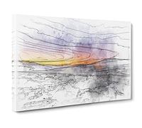 Sunrise Over The Yorkshire Dales Sketch Canvas Print | Gallery Wrapped 30mm Frame Wall Art | 20x14 inches | Ready to Hang | Modern Landscape Picture | Living Room Bedroom Lounge Office