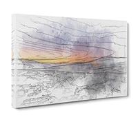 Sunrise Over the Yorkshire Dales Sketch Canvas Print | Gallery Wrapped 30mm Frame Wall Art | 30x20 inches | Ready to Hang | Modern Landscape Picture | Living Room Bedroom Lounge Office