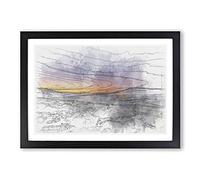 Sunrise Over The Yorkshire Dales Sketch Framed Print | A2 Black Framed Wall Art | Ready to Hang | Modern Landscape Picture | Living Room Bedroom Lounge Office