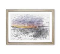 Sunrise Over The Yorkshire Dales Sketch Framed Print | A2 Oak Framed Wall Art | Ready to Hang | Modern Landscape Picture | Living Room Bedroom Lounge Office