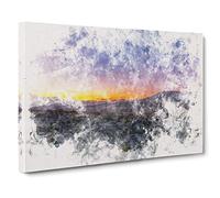 Sunrise Over the Yorkshire Dales Watercolour Canvas Print | Gallery Wrapped 30mm Frame Wall Art | 30x20 inches | Ready to Hang | Modern Landscape Picture | Living Room Bedroom Lounge Office