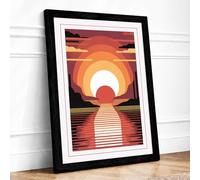 Sunrise Over Water Modern Framed Wall Art Print A3 (42×29.7cm) Black, Wall Decor for Living Room, Bedroom, Office & Home, Ready to Hang, Art Gift