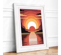 Sunrise Over Water Modern Framed Wall Art Print A3 (42×29.7cm) White, Wall Decor for Living Room, Bedroom, Office & Home, Ready to Hang, Art Gift