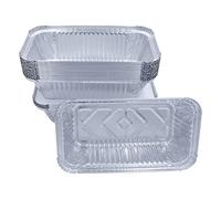 Sunrise Packaging 100 x Aluminium Foil Food Containers with Lids Size No. 6a - 600ml Large Foil, Disposable & Reusable Takeaway Trays for Food Storage, Baking, Roasting & Catering