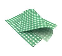 Sunrise Packaging 1000 x Medium Gingham Food Wrapping Paper, 250x320 mm, 32 gsm, Checkered Green & White, Disposable Greaseproof Sheet, Basket Liner, Food Packing, Serving, Burger Wraps