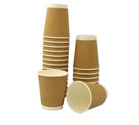 Sunrise Packaging 50 x 8oz Kraft Ripple Coffee Cups 227ml - Eco-Friendly Insulated Paper Cups for Hot Drinks, Tea, Coffee, Cappuccino, Hot Chocolate