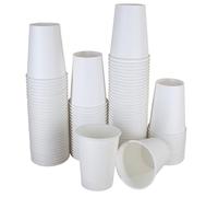Sunrise Packaging 50 x 8oz White Paper Cups for Hot & Cold Drinks - 240ml | Leak-Resistant Single Wall Disposable Coffee/Tea Paper Cups