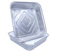 Sunrise Packaging 50 x Large Square Aluminium Foil Food Containers with Lids 9''x9 x2''- No9 Deep Foil Trays Reusable Food Safe Ideal for Home, Baking, Food Storage, Roasting, Takaway, BBQ