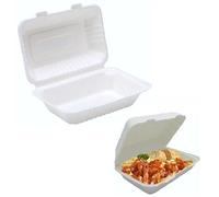 Sunrise Packaging 7 x 5 Inch - Super Rigid Biodegradable Sugarcane Clamshell Takeaway Box - Eco-Friendly Food Containers for To-Go Meal Box Lunch Box (250)