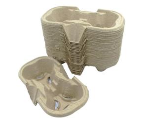 Sunrise Packaging Biodegradable 2 Cup Carriers - Pack fo 360 | Moulded Pulp Fibre Cup Holder Trays for Hot and Cold Drinks