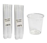 Sunrise Packaging Pack of 200 - Clear Shot Glasses CE 25ml Marked | Durable Plastic Shot Glasses for Bars Pubs Clubs Parties Outdoors