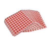 Sunrise Packaging Red Gingham Double Sided open Greaseproof Burger Bags 160 x 170 mm Burger Wrap Paper, Food-Safe & Disposable for Kitchen, Catering (50)