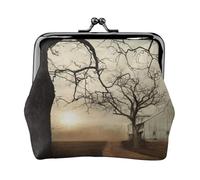 Sunrise Print Full Double-Sided Printed Pattern Women's and Girls' Fashionable Leather Kiss Lock Coin Purse Card Bag