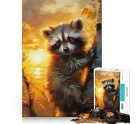 Sunrise Raccoon 1000 Piece Jigsaw Puzzles for Adults Sharp Logic Toy Home Leisure Tight Cut Heartfelt Gift 38x52cm