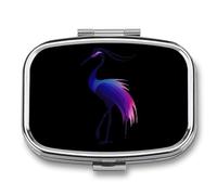 Sunrise Red Crowned Crane Travel Pill Organizer 2 Compartments Pill Case Pill Box Containers for Purse Pocket