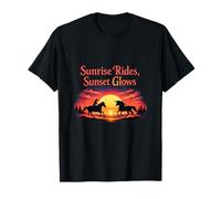 Sunrise Rides Sunset Glows Unicorn Wrangler Art T-Shirt