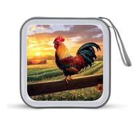 Sunrise Rooster Funny CD Holder 40 Capacity DVD Case Disc Protective Storage Organizer Bag for Car Home Travel